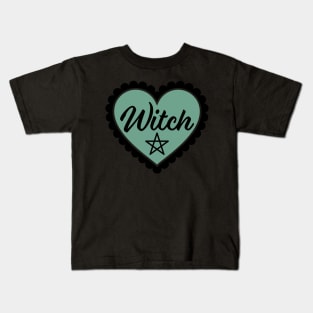 Green Witch Heart Kids T-Shirt
